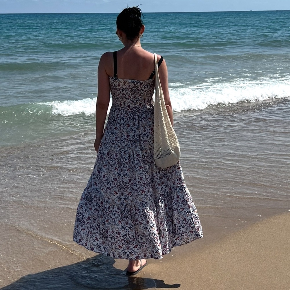 Sunday Mi Amor Smocked Strapless Floral Dress size S